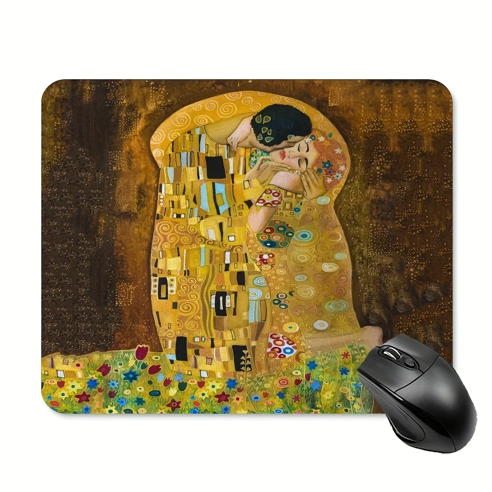 แผ่นรองเมาส์ขนาดใหญ่ Gustav Klimts Kiss Playmat อุปกรณ์สํานักงานตารางพรมสําหรับเมาส์ PC Gamer โต๊ะคอมพิวเตอร์โต๊ะ