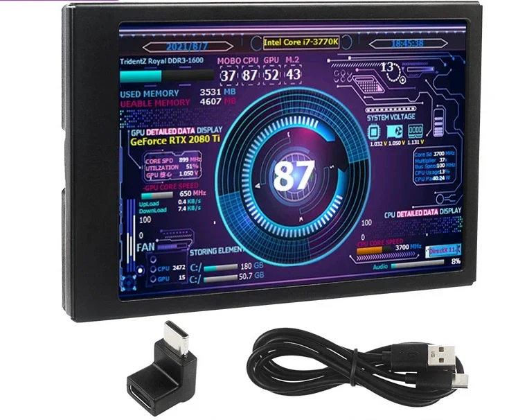 3.5-Inch IPS Secondary Screen for Computer: With Type-C Interface,Used for Chassis Monitoring and Data Display,AIDA64-Controlled