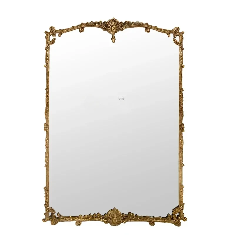 

SS Light luxuryFrench fitting retro cloakroom full body mirror entry entrance engraved mirror European floor mirror
