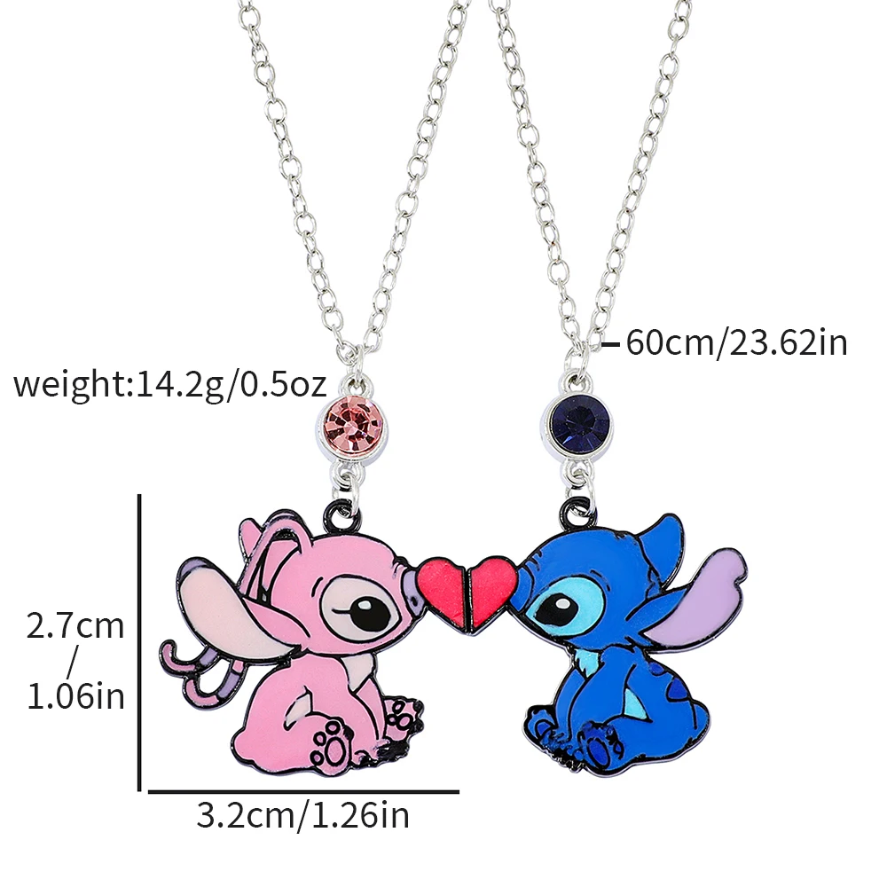 ديزني لطيف الكرتون غرزة الملاك الحب Noctilucent المينا قلادة قلادة مناسبة لعيد الحب الذكرى لعبة هدية #2