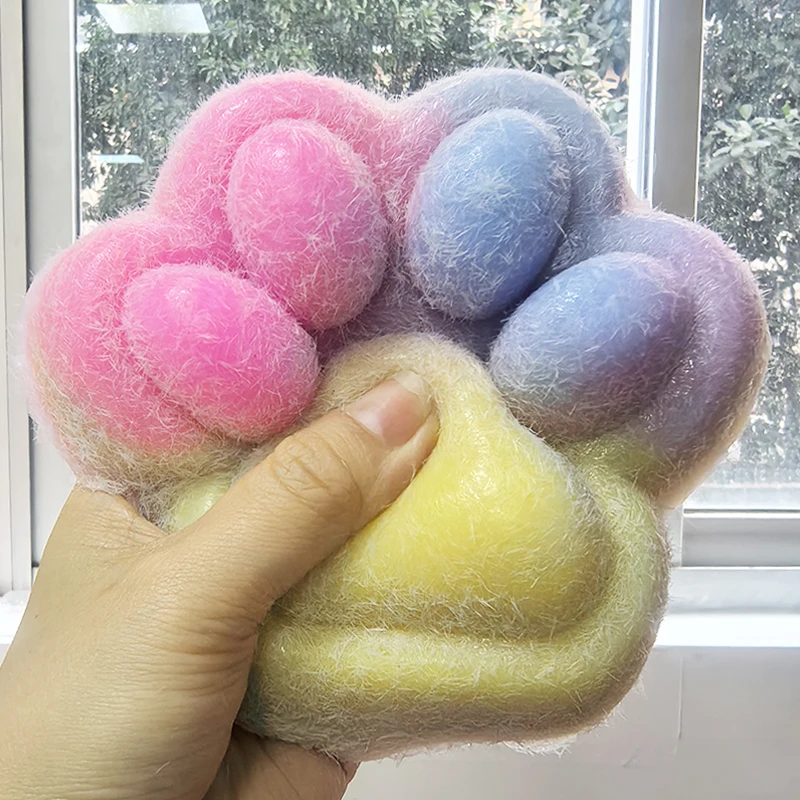 14cm Gradient Color Cat Paw Pinch Decompression Toy Squishy Fidget Toy Relax Squeeze Toy Slow Rebound Stress Relief Cat Claw Toy