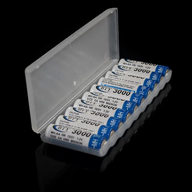 10 Slots Transparent Plastic Battery Storage Box Hard Container Holder Case For AAA/AA Battery Organizer Accessories