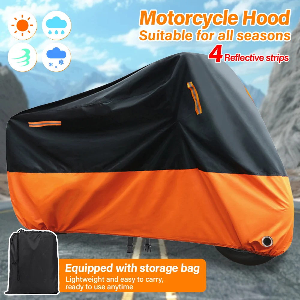 

Universal Motorcycle Outdoor Cover Protective Dustproof with 4 Reflective Strips Motorbike Cover for Bike Motorbike Protection