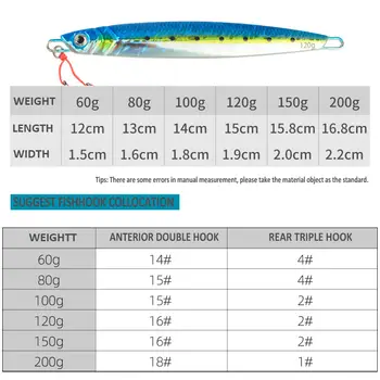 3D金屬路亞 60克 80克 100克 120克 150克 200克 海洋仿生魚鐵板餌 搖擺餌 釣魚路亞 人工海釣船釣 6 最佳銷售 200克魚鉤 - №2