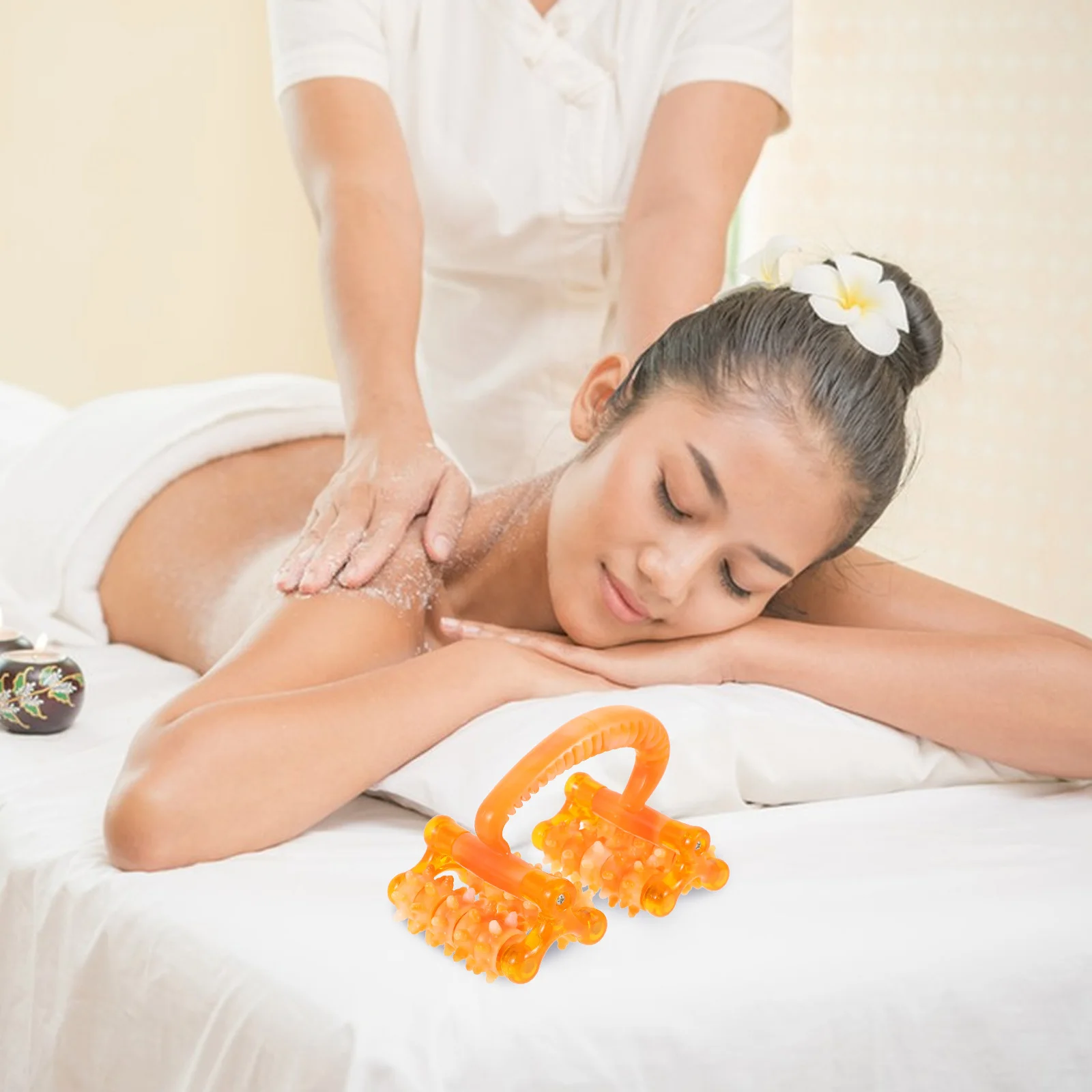 

Massage Wheel Roller Handheld Portable Body Massager For Neck Back Legs Waist Arms Chest Abdomen Orange Deep Tissue