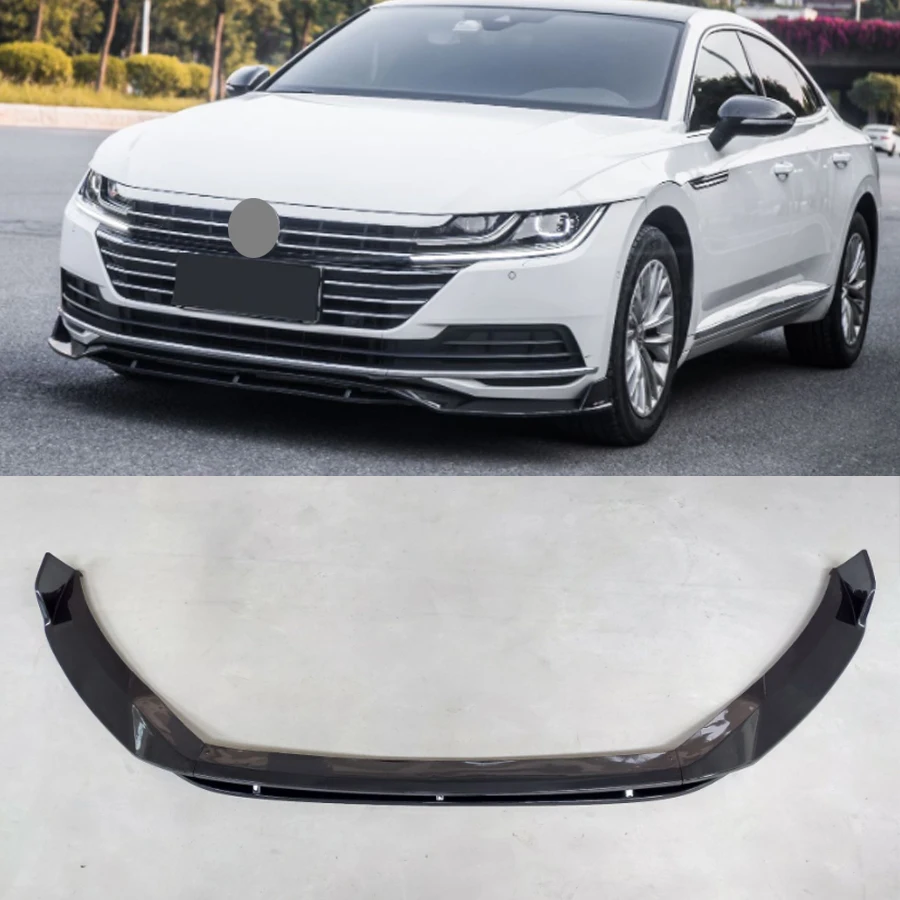 Front Bumper Spoiler Lip Lower Body Kit Diffuser Splitter Tuning Guard For Volkswagen Arteon CC 2019 2020 2021 ABS Glossy black