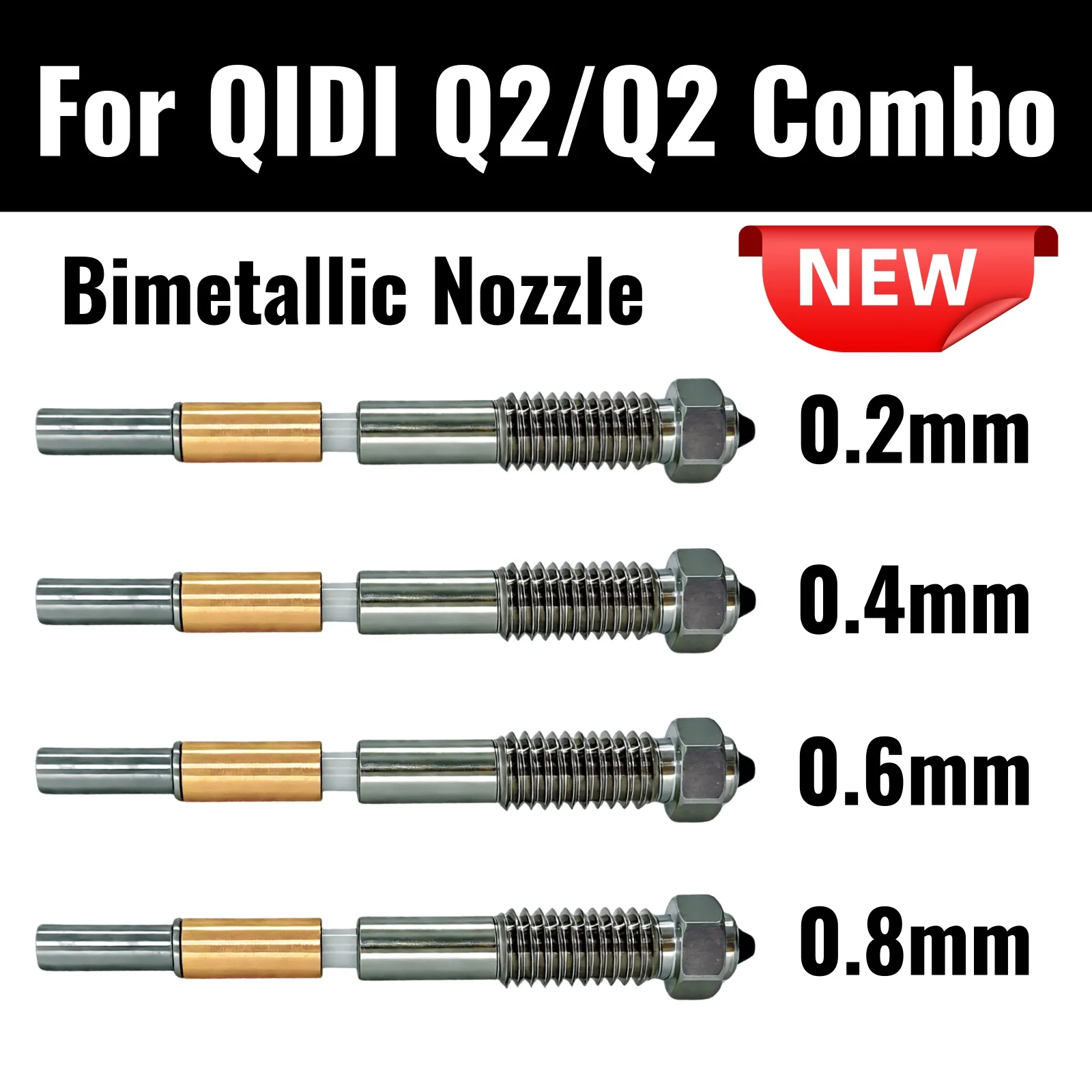 

QiDi Q2/Q2 Combo Bimetallic Nozzle With Ceramic Insulation Integrated Design Quick Removal Integration Nozzles For QIDI Q2