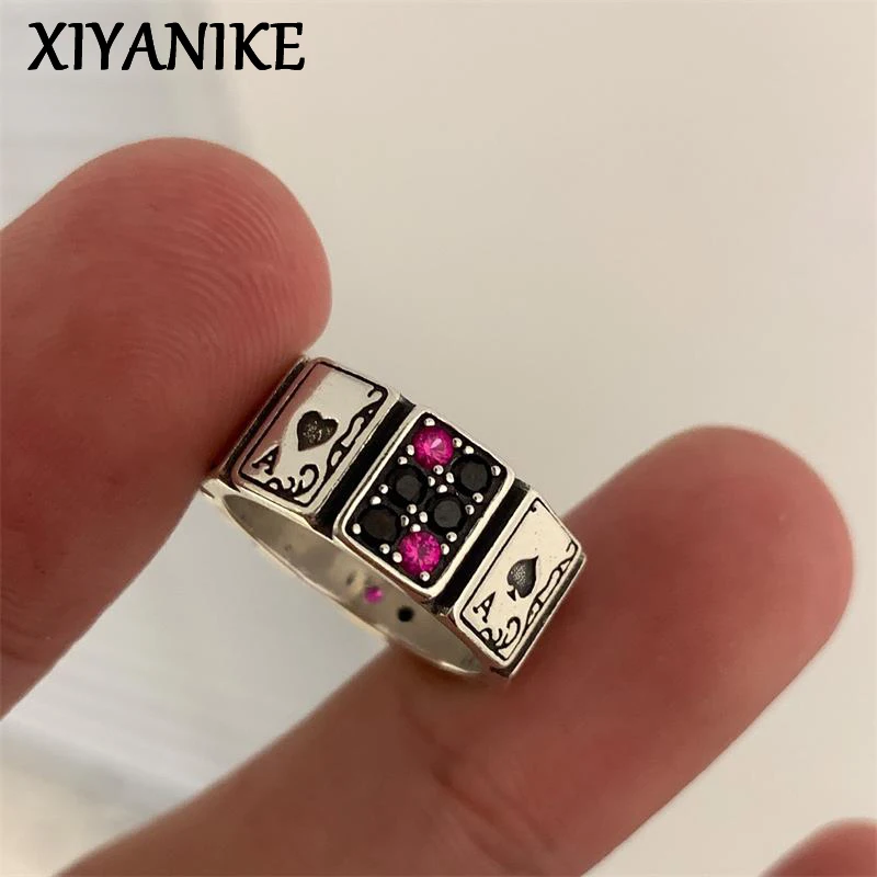 XIYANIKE New Design Playing Cards Open Cuff Finger Rings for Women Girl Fashion Vintage Jewelry Gift Party кольцо женс
