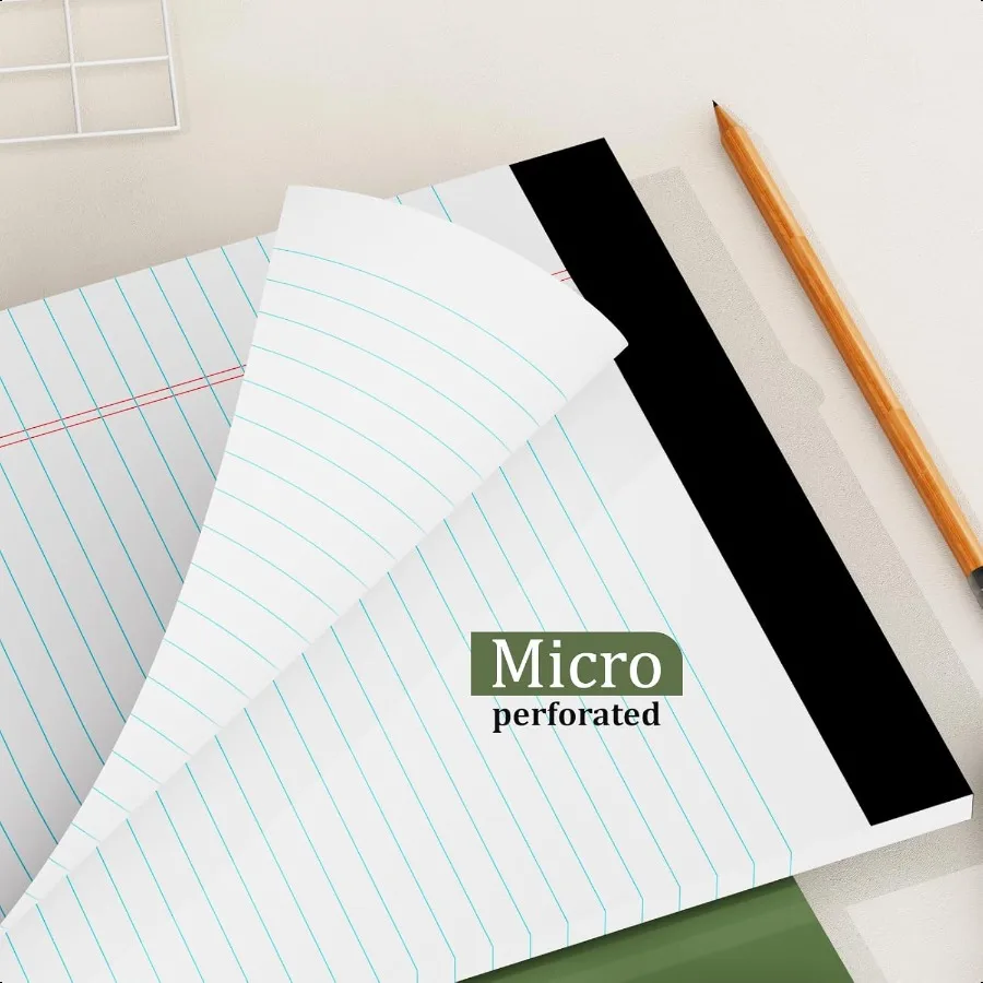 Confezione da 12 blocchi legali 8,5 x 11,75 Quaderno college a righe Blocco note in carta bianca Blocco note a righe strette 30 fogli Blocco note con scrittura perforata