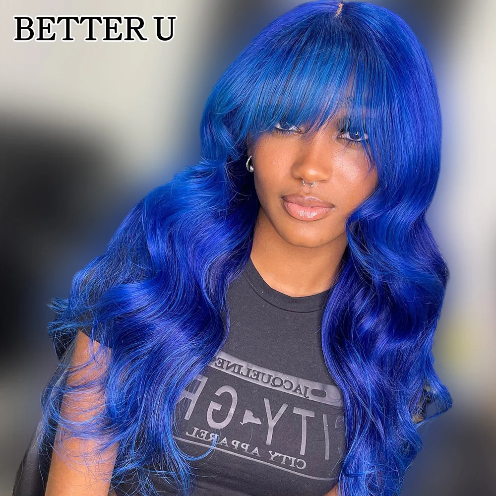 الأزرق الداكن 13x4 الدانتيل الجبهة الجسم موجة خصلات الشعر المستعار الإنسان البرازيلي الأزرق الملونة HD الدانتيل الشفاف الجبهة الباروكات للنساء قبل قطعها #3