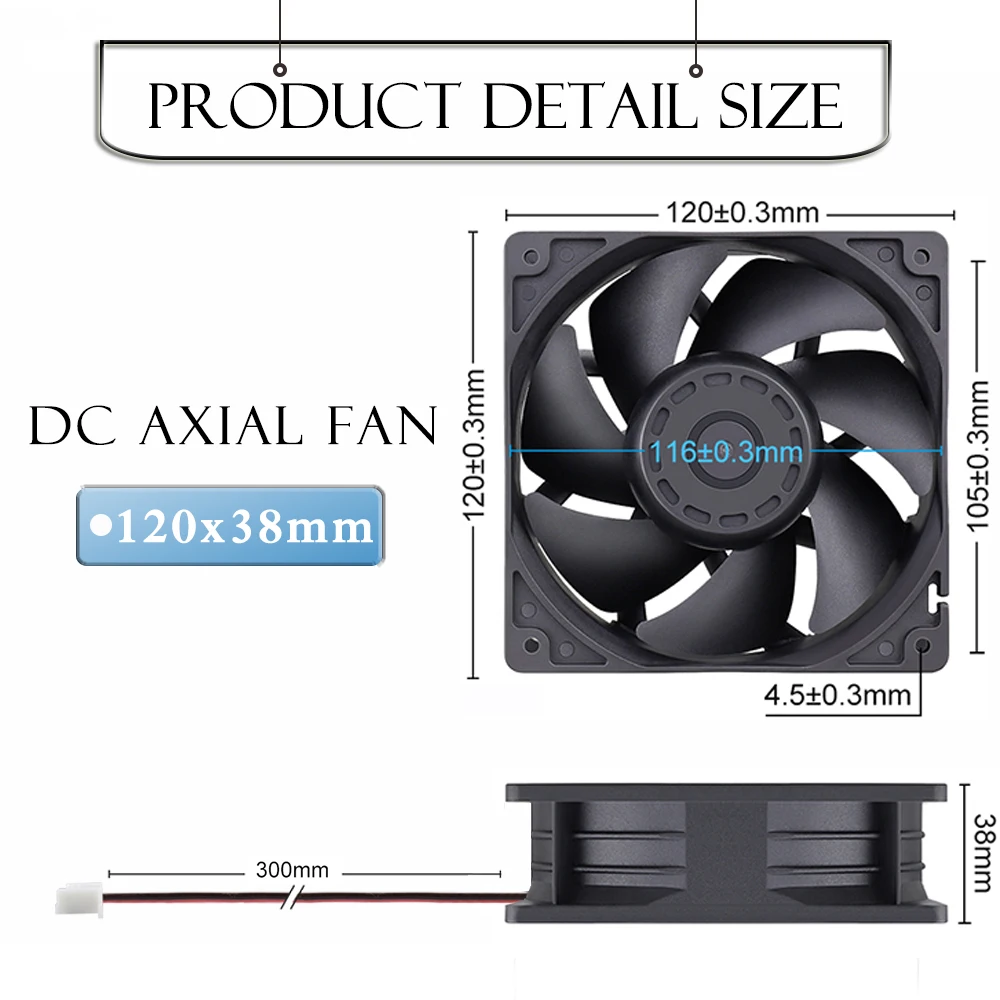 Imagem -06 - Gdstime 120 mm 6000rpm Ventilador de Refrigeração 12v 24v 120x120x38 mm dc sem Escova Ventilador Violento Reforço para Btc Máquina Chassi do Gabinete de Refrigeração