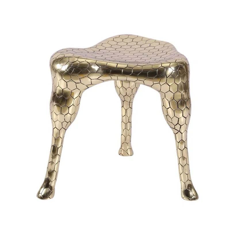High End Customize crocodile Texture Contemporary Gold Chair Brass High Stool for Home Apartment Villa Hotel
