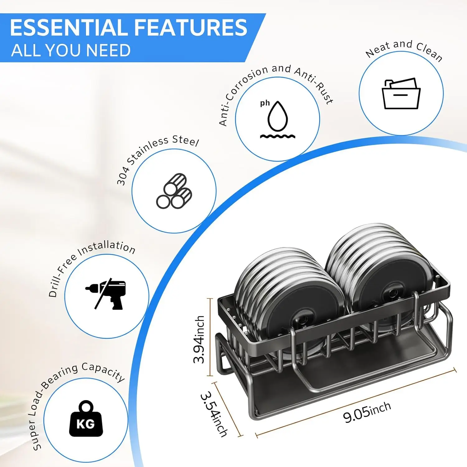 Küche Waschbecken Abfluss Rack Lagerung Rack Carbon Stahl Rostfrei Selbstentleinen Waschbecken Rack Seife Rack Schwamm Rack Dish tuch Handtuch Rack