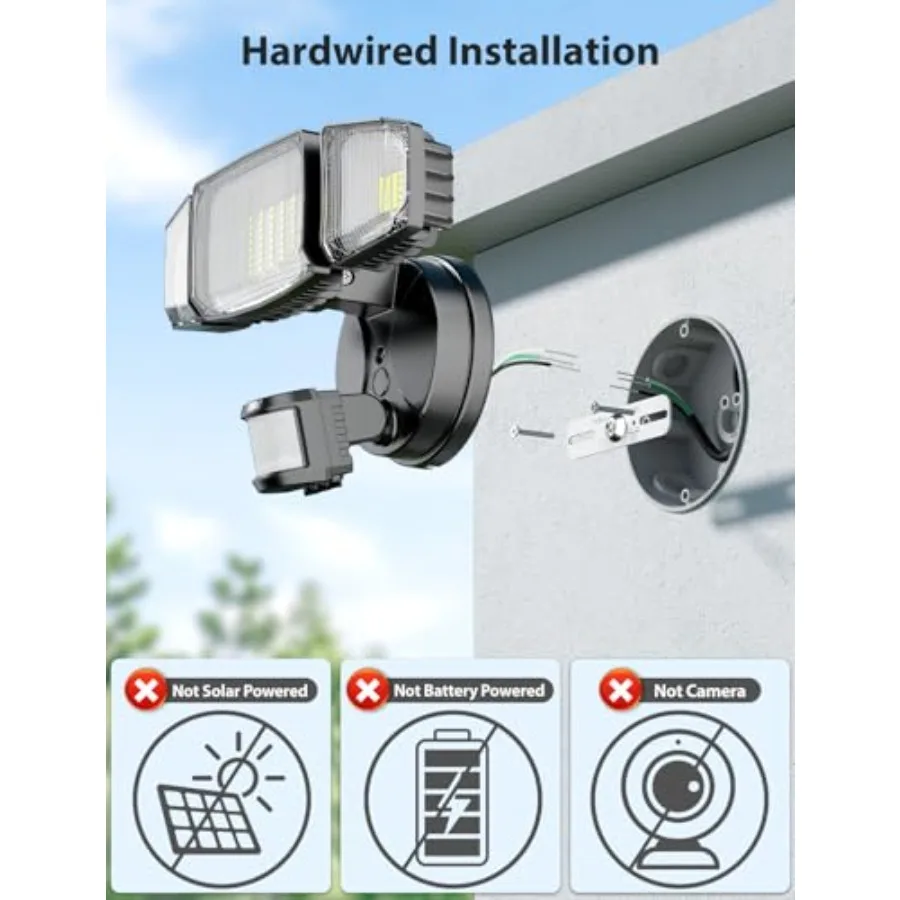 80W Motion Sensor Outdoor Lights, 8000LM Hardwired Motion Flood Light Dusk to Dawn, IP65 Waterproof LED Security Floodlights, 6