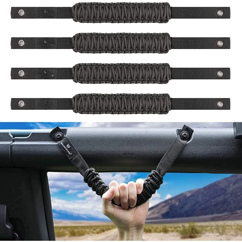 Paquete de 4 manijas de agarre para Barra de rollo de puerta Ford Bronco 2021-2024 2/4, manija de agarre Paracord, (no para Bronco Sport)