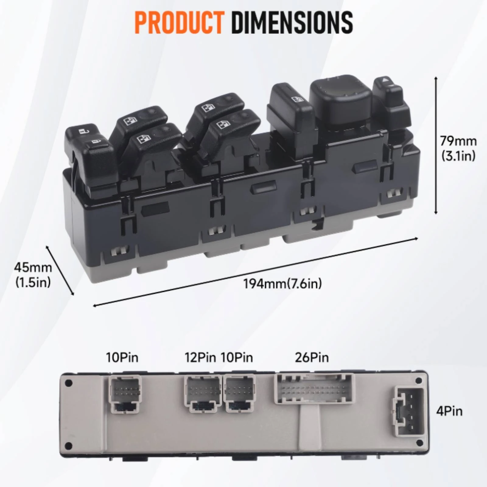 Left Front Window Control Switch Easy Install Driver Side Master Switch Driver Side Window Control Long-Lasting ABS Material