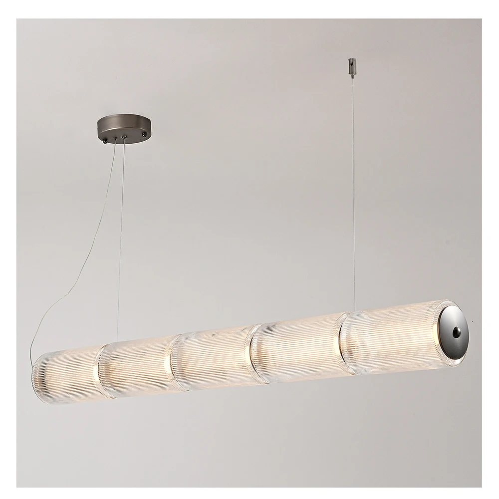 Italian Postmodern Glass Tube Ceiling Pendant Light Long, Designer Light Fixture for Dining Table Decoration Gold Black