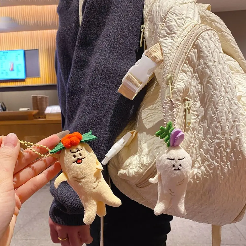 PP algodão expressão boneca chaveiros realista macio artemísia perfumado pingente de pelúcia confortável dos desenhos animados ginseng chaveiro de pelúcia