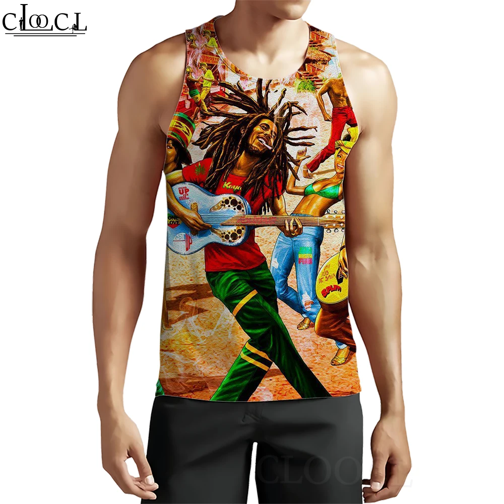  Popular Singer Bob Marley Men Tank Tops 3D Graphics Vest Streetwear Casual Fitness Sleeveless Fashion Summer Teens Tops