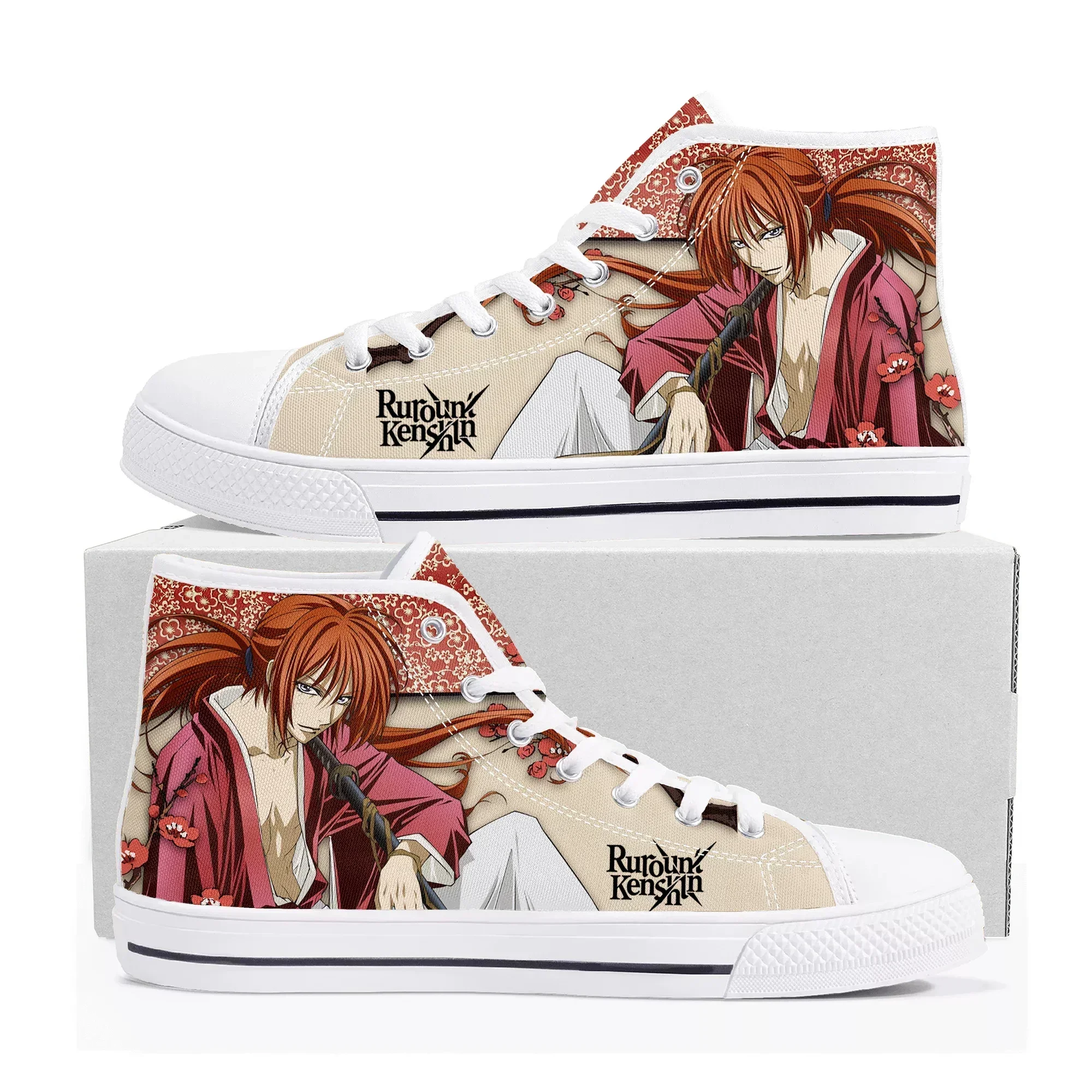 Rurouni Kenshin Himura High Top Sneakers Mens Womens High Quality Canvas Sneaker Comics Manga Couple Customized Shoes