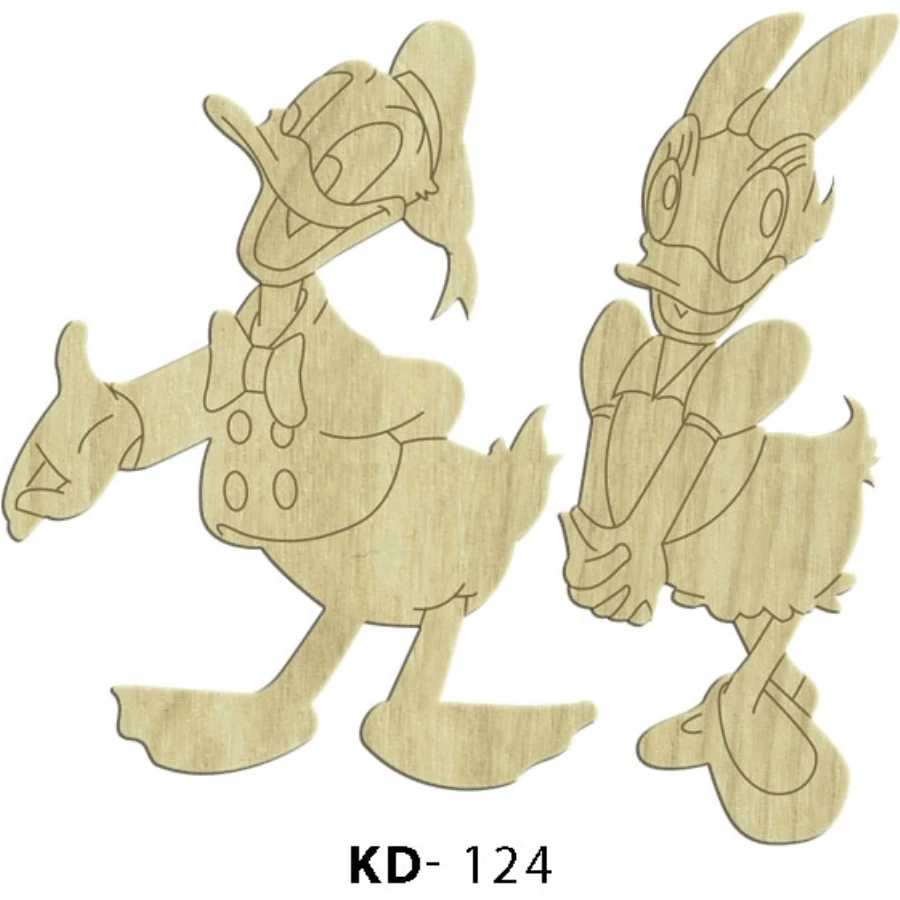 KD124 Cartoon Character Ducks 2li Set Wooden Package Ornament