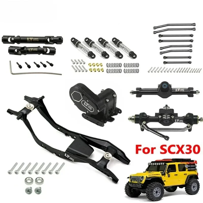 Für SCX30 Aluminiumlegierung Sieben-Teile-Set - Antriebswelle, Stoßdämpfer, Getriebe, Hebel, Vorder- und Hinterachse, Rahmenset