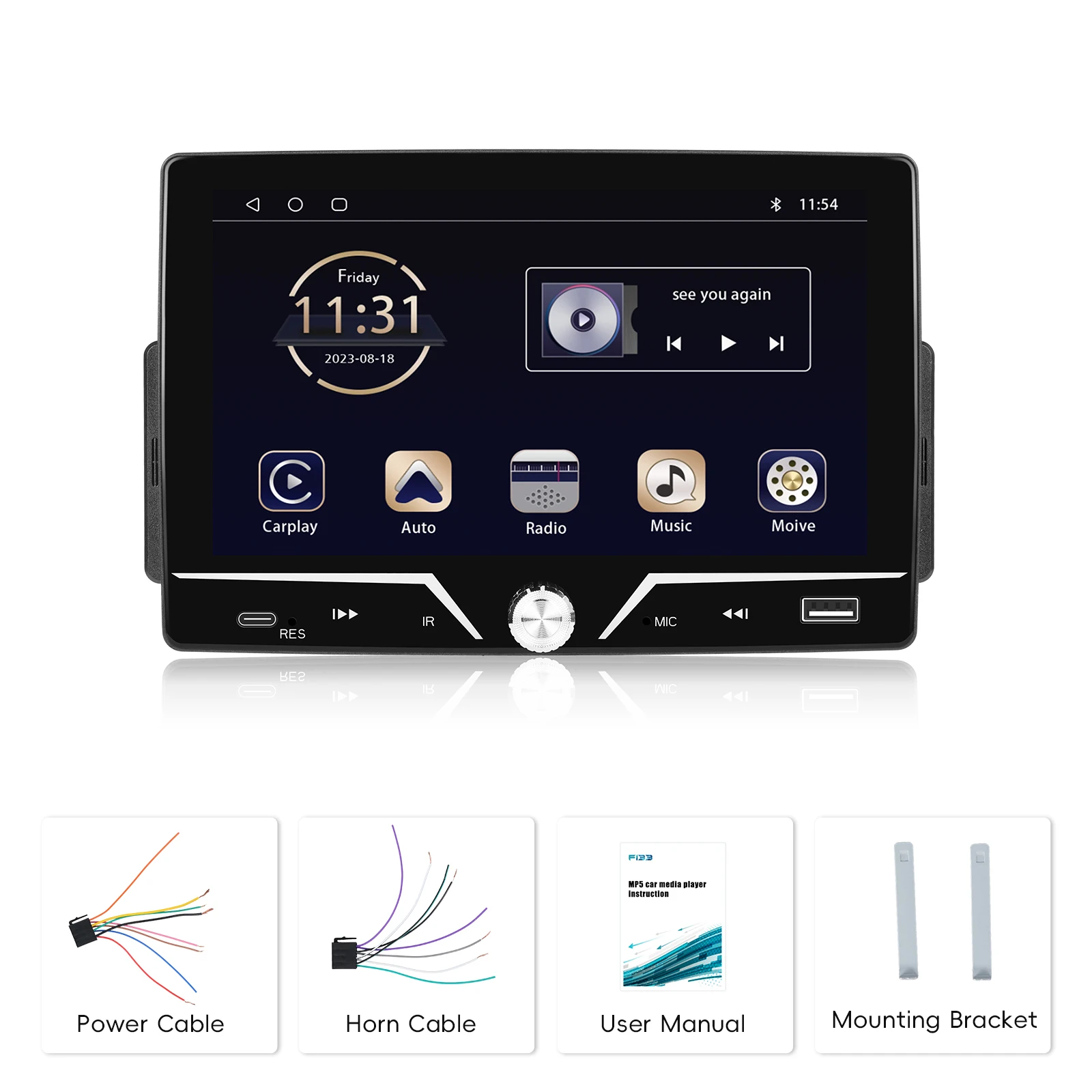 Podofo 7 "1Din CarPlay أندرويد راديو السيارة التلقائي الوسائط المتعددة فيديو MP5 لاعب شاشة تعمل باللمس العالمي Autoradio ستيريو USB شحن #6