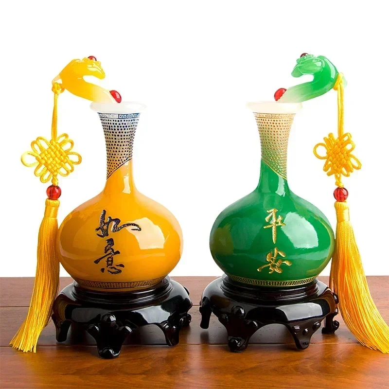 

Chinese Imitation Jade Ruyi Vase Decoration Crafts Modern artwork Home living room bedroom decorations Office decorations