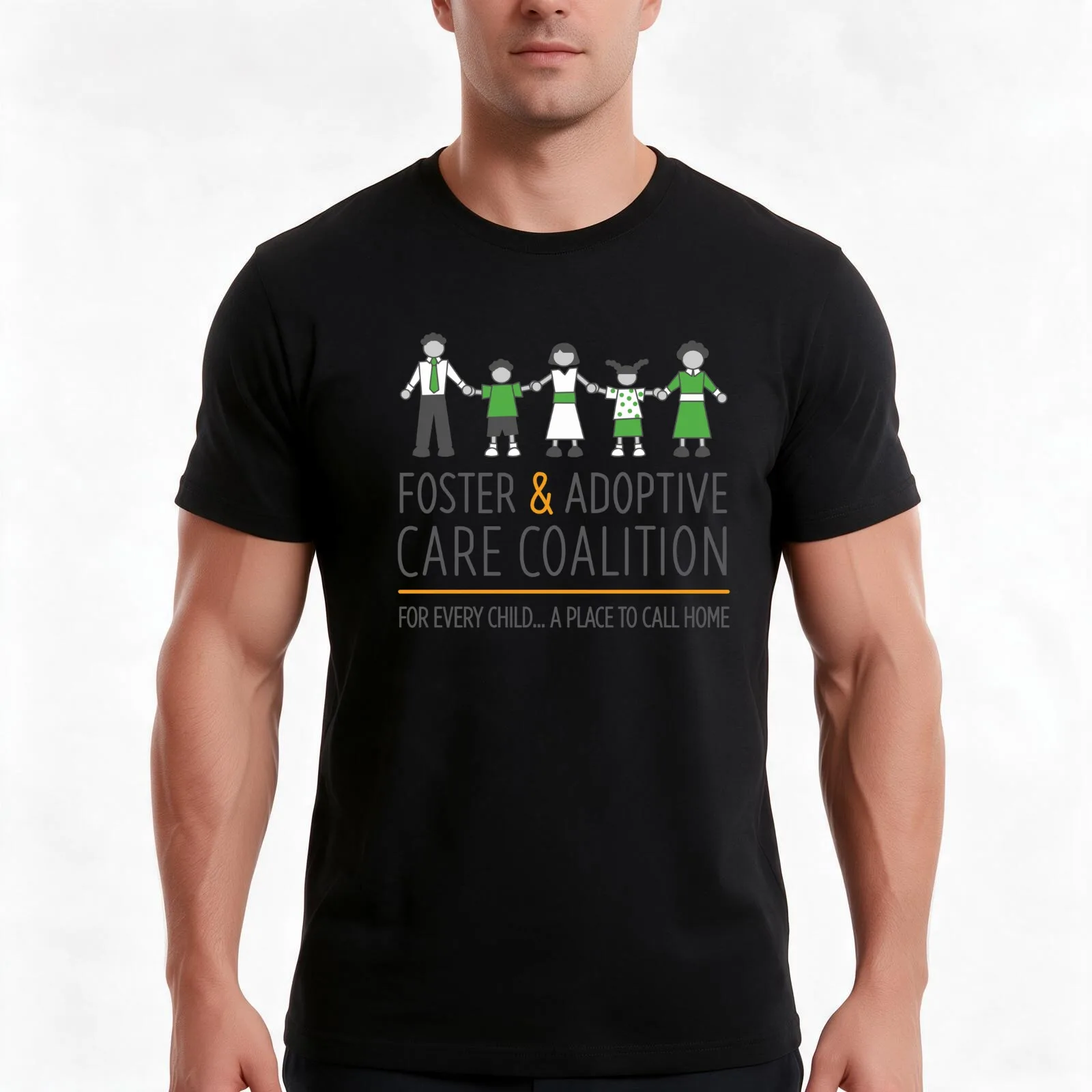 Foster & Adoptive Care Coalition Logo T-Shirt, Summer Casual Cotton Tee, Oversized Streetwear Tops, Vintage Graphic Print