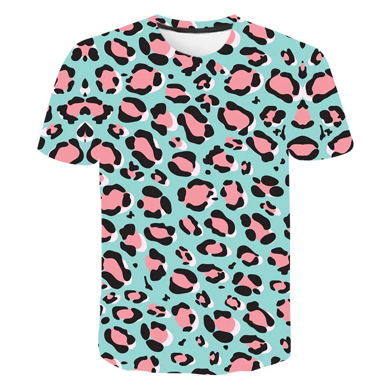 Black and White Leopard Print 3D Printed T-shirt Men\'s Fashionable Street Clothing Sports Breathable Personality Top