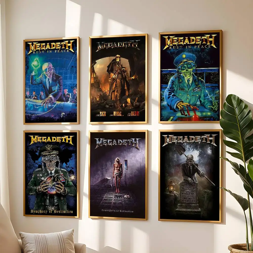 M-Megadeth Heavy Metal Band Poster High Quality Print Waterproof Wall Art Sticker For Bar Living Room Decor Gift