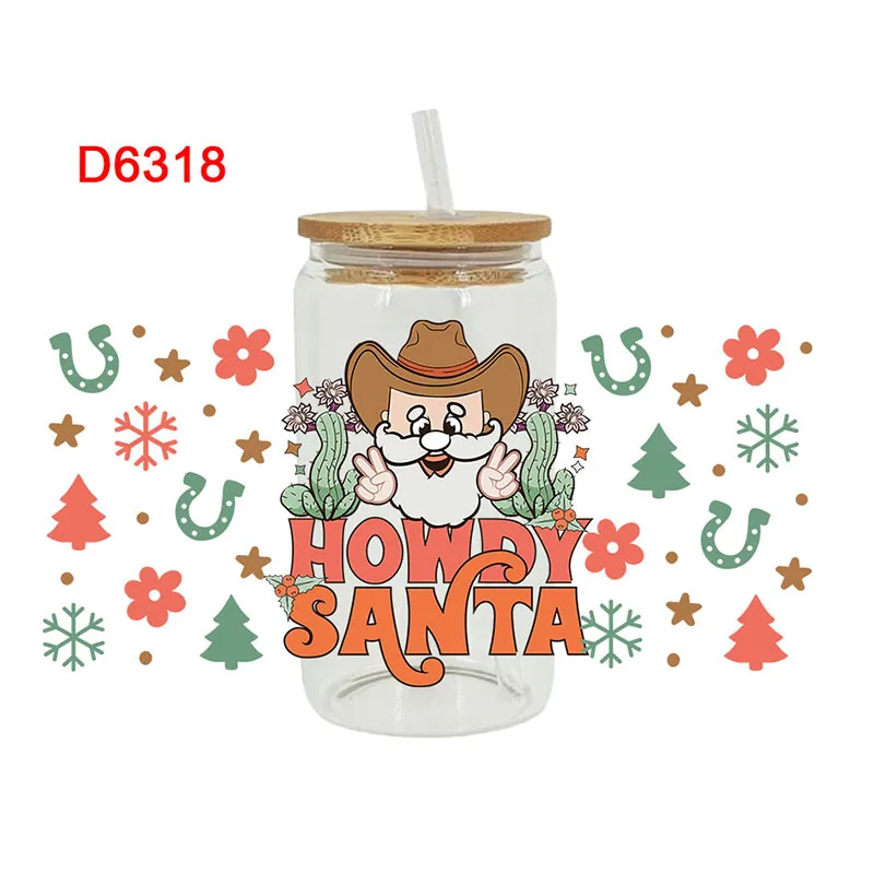 Christmas UV DTF Transfer Sticker For Wraps Cup DIY Waterproof Custom Decals High Temperature Resistance D6262