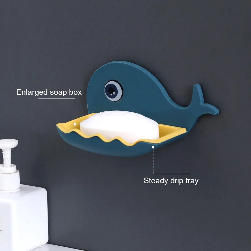 Whale Shape Soap Box Drain Soap Holder Box Bathroom Shower Soap Holder Sponge Storage Container Plate Tray Bathroom Accessories