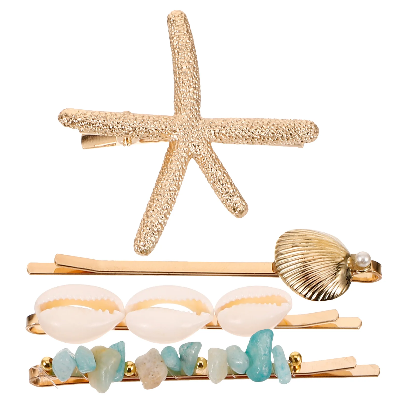 4 Pcs Hairpin Shell Clip Vacation Toppers Zinc Alloy Accessories for Summer