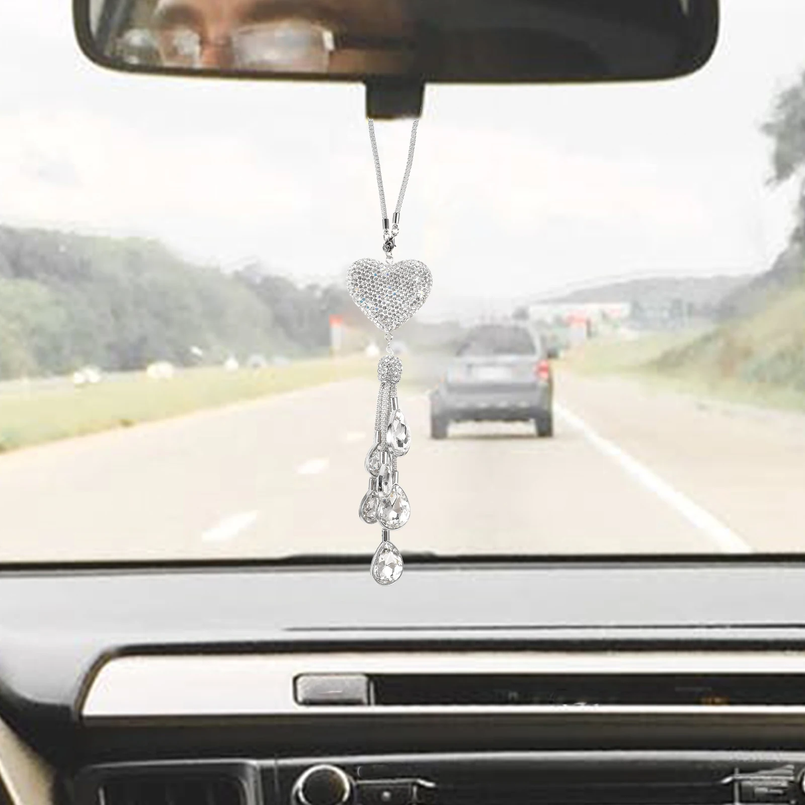 

Rearview Mirror Ornaments Car Accessory Decorations Accessories for Crystal Automotive Girl Hanging