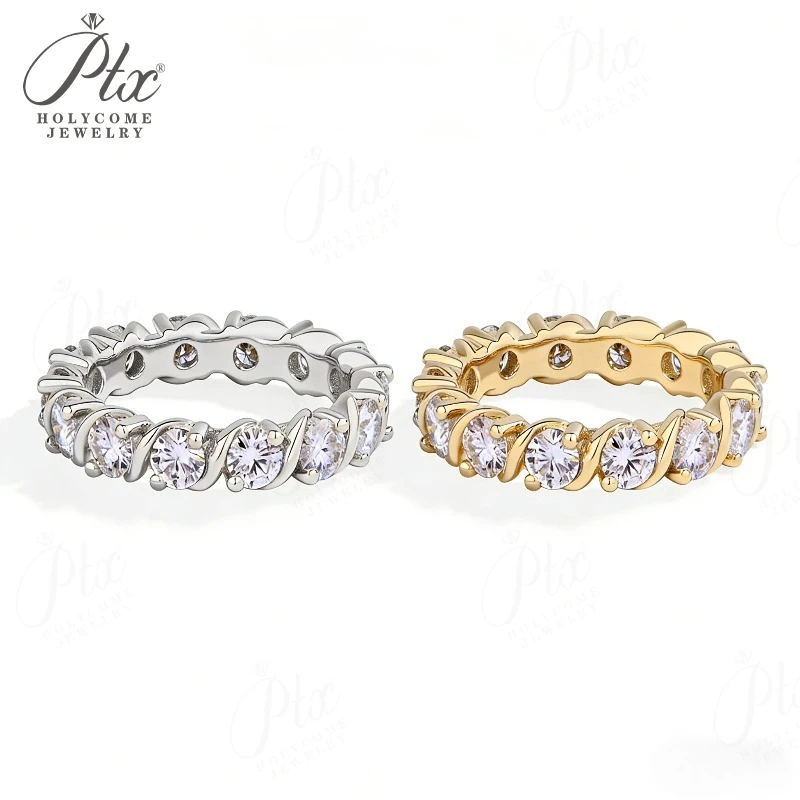 

D Color 3.5mm Round Brilliant Moissanite Eternity Band VVS1 Clarity 925Silver White Yellow Rose Gold Circle Wedding Ring for Her