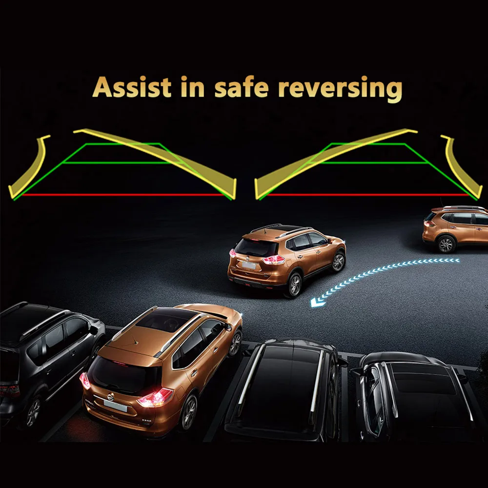 QMKJ 4K AHD1080P Dynamic Trajectory Vehicle Rear View Camera With License Plate Frame Bracket Decor Universal Car Accessories