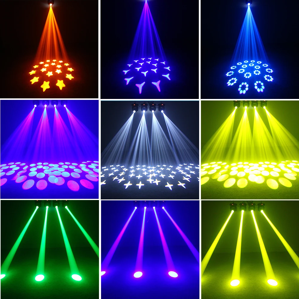 MUXXDJ 4pcs 100W Pattern Beam LED Moving Head Light Beam Spotlight DMX512 DJ Disco Club Stage Bar Lighting