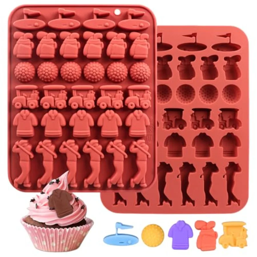 

Шоколадная форма для мяча для гольфа, 2 упаковки, тематические формы для гольф-командной команды, силиконовая форма для мяча для гольфа для конфетных украшений для торта и кексов