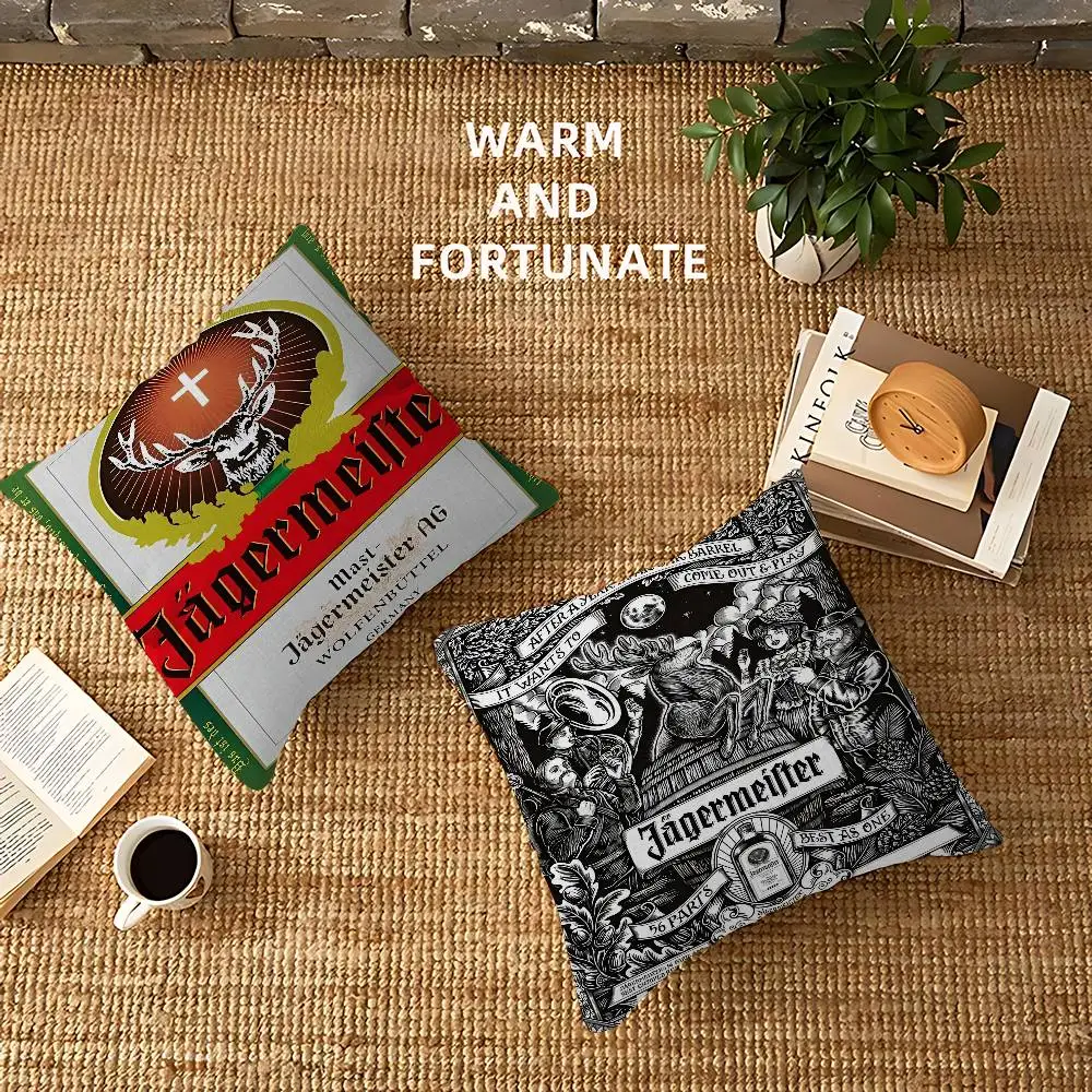 Classic Jagermeister Tin Sign Bar Pub Cushion Cover Decorative Pillow Sofa Home Decor case pillow cases