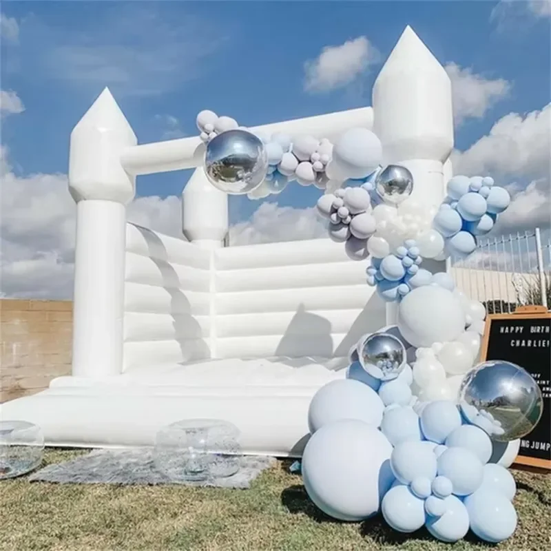 Rental Business Outdoor Playground Commercial PVC Bouncy Castle White Bounce House Combo with Slide & Ball Pit