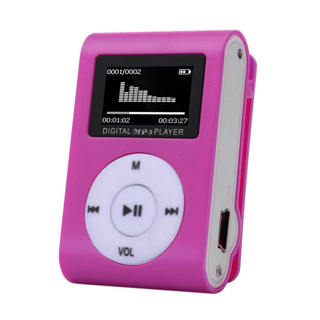 Mini reproductor de MP3 con pantalla LCD, medios musicales portátiles, compatible con tarjeta SD TF, interfaz de pantalla de 3,5mm, dispositivo de viaje sin accesorios