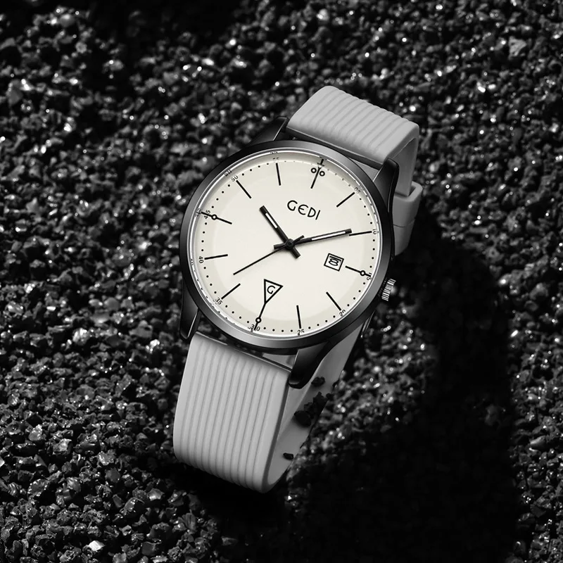 YFY Men's Simple Silicone Watch High Value Calendar Student Watch Niche Premium Waterproof Quartz Watch