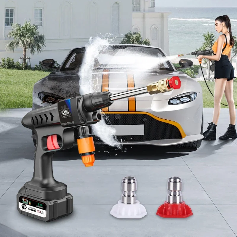 

7500mAh Wireless Car Washing Gun Spray Nozzle Electric High Pressure Cleaner for Auto Home Garden Water Gun Cleaning Machine