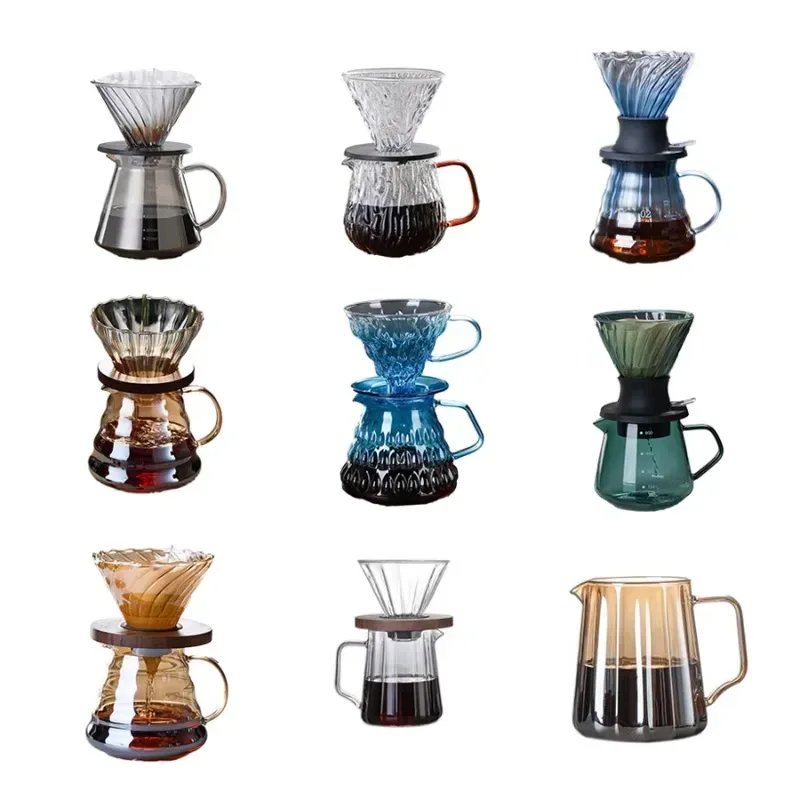

High Borosilicate Glass Pour over Coffee Maker 350ml 600ml Hand Drip Filter Pot Paperless Share Coffee Pot for Brewing Coffee
