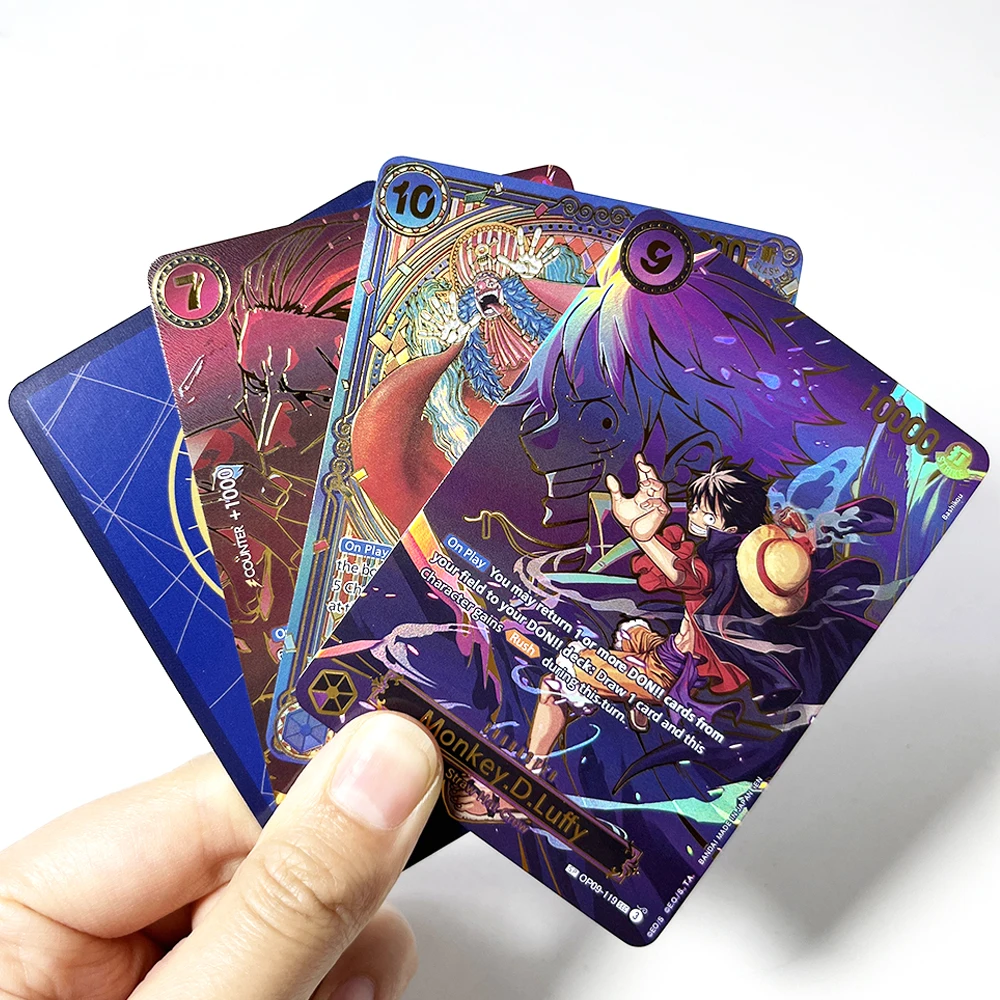 4Pcs Self-made OPCG Game Card Monkey.D.Luffy Benn.Beckman Buggy Cross Guild Gum-Gum Gian Gold Printing Process Texture Card Gift