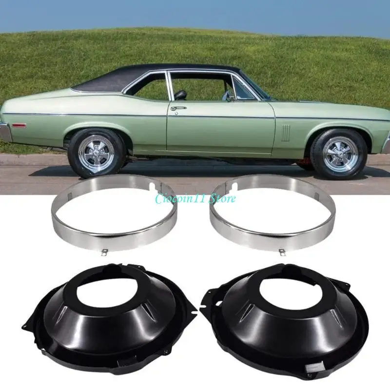 Y1UB Profession Headlight Retaining Rings Restoration Hardware with Mounting Buckets