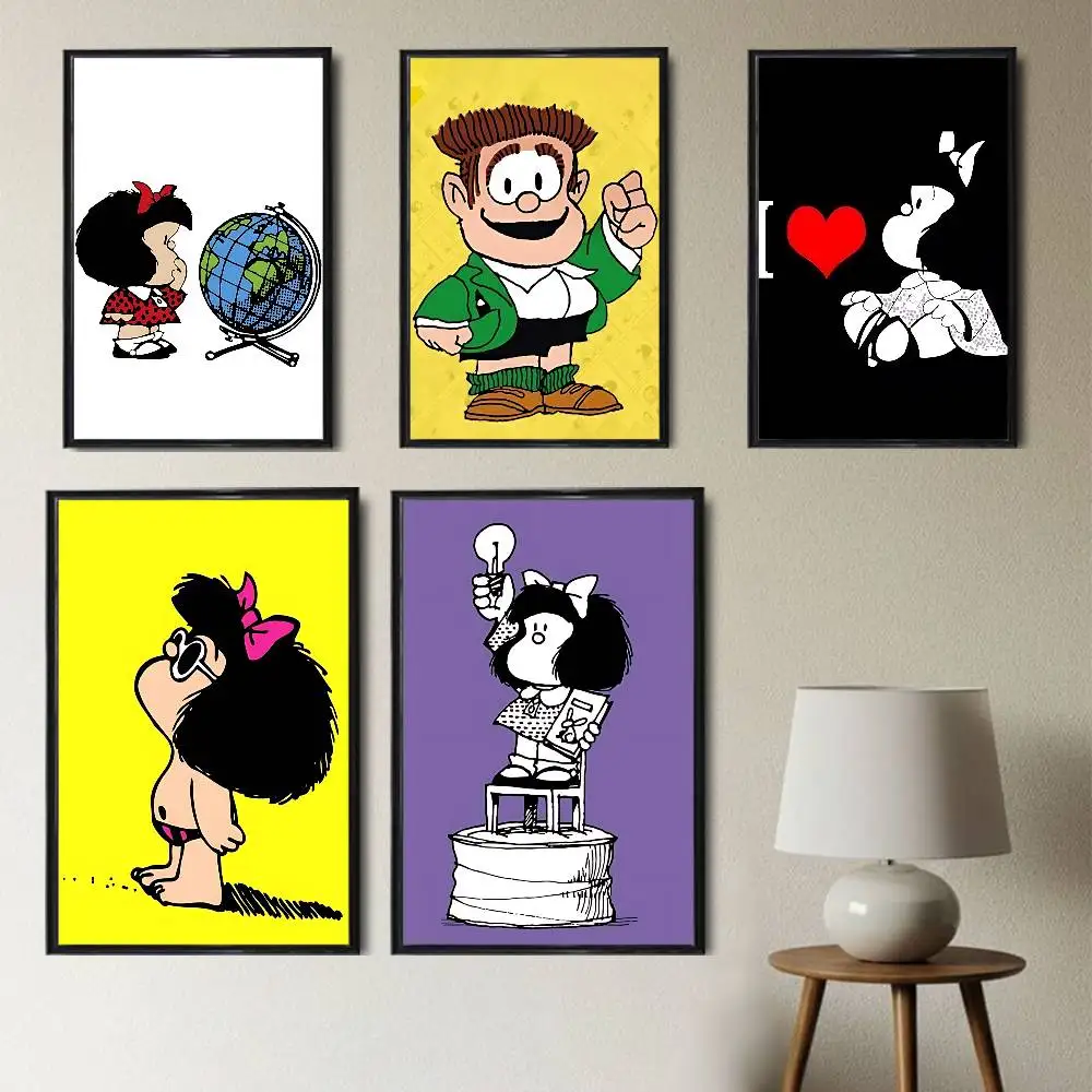 Póster de dibujos animados de Manolito Art Mafalda Felipe, impresiones artísticas para pared, cuadro, pintura, regalo, sala de estar, restaurante, bar, pegatina decorativa grande