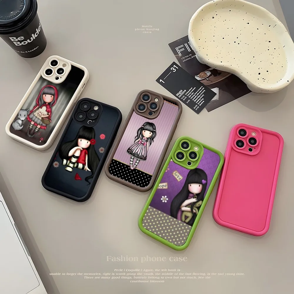 Cute S-santoro-gorjus-E Girl Phone Case Simple Solid Color Matte Silicone Case For IPhone 15 14 13 12 11 Pro Max Plus Soft