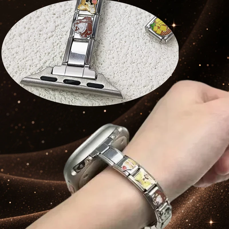 Personalized Gifts for Boyfriend Stainless Steel Square Module Bracelet Strap Adapter Watch Bracelet for Huawei Wristband